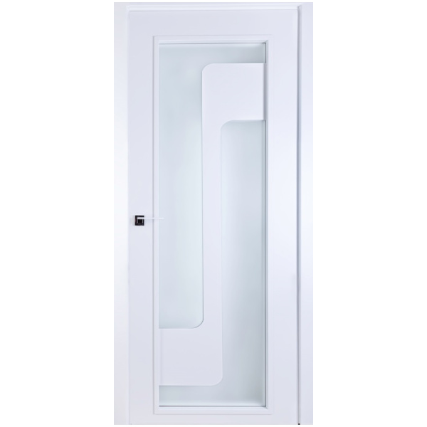 Модернистична бяла врата с екстравагантно остъкляване